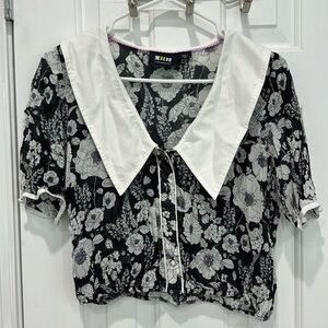 Maeve Anthropologie collared sheer button down blouse size small